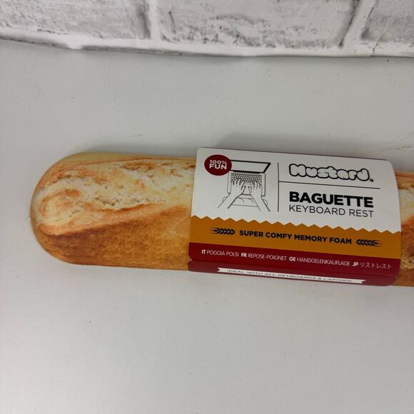 Mustard Baguette Keyboard Rest Funny Gag White Elephant NWT - Picture 2 of 6